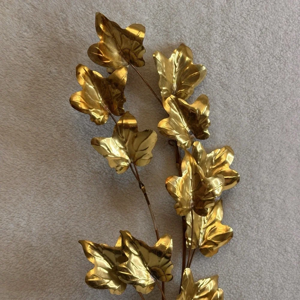 HOMCO‎ Vintage Ivy Leaf Branch Brass & Gold Tone Metal Wall Decor 18